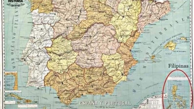 El mapa de España que se estudiaba en las escuelas en 1877 El mapa de España que se estudiaba en las escuelas en 1877