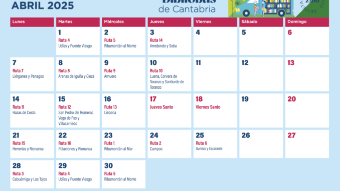 Rutas del Bibliobus de Abril, Mayo y Junio de 2025