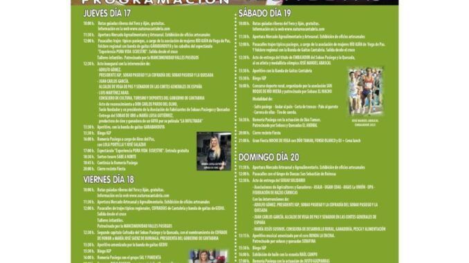 Del jueves 17 al domingo 20 de abril Fiesta del Sobao y la Quesada en Vega de Pas Del jueves 17 al domingo 20 de abril Fiesta del Sobao y la Quesada en Vega de Pas