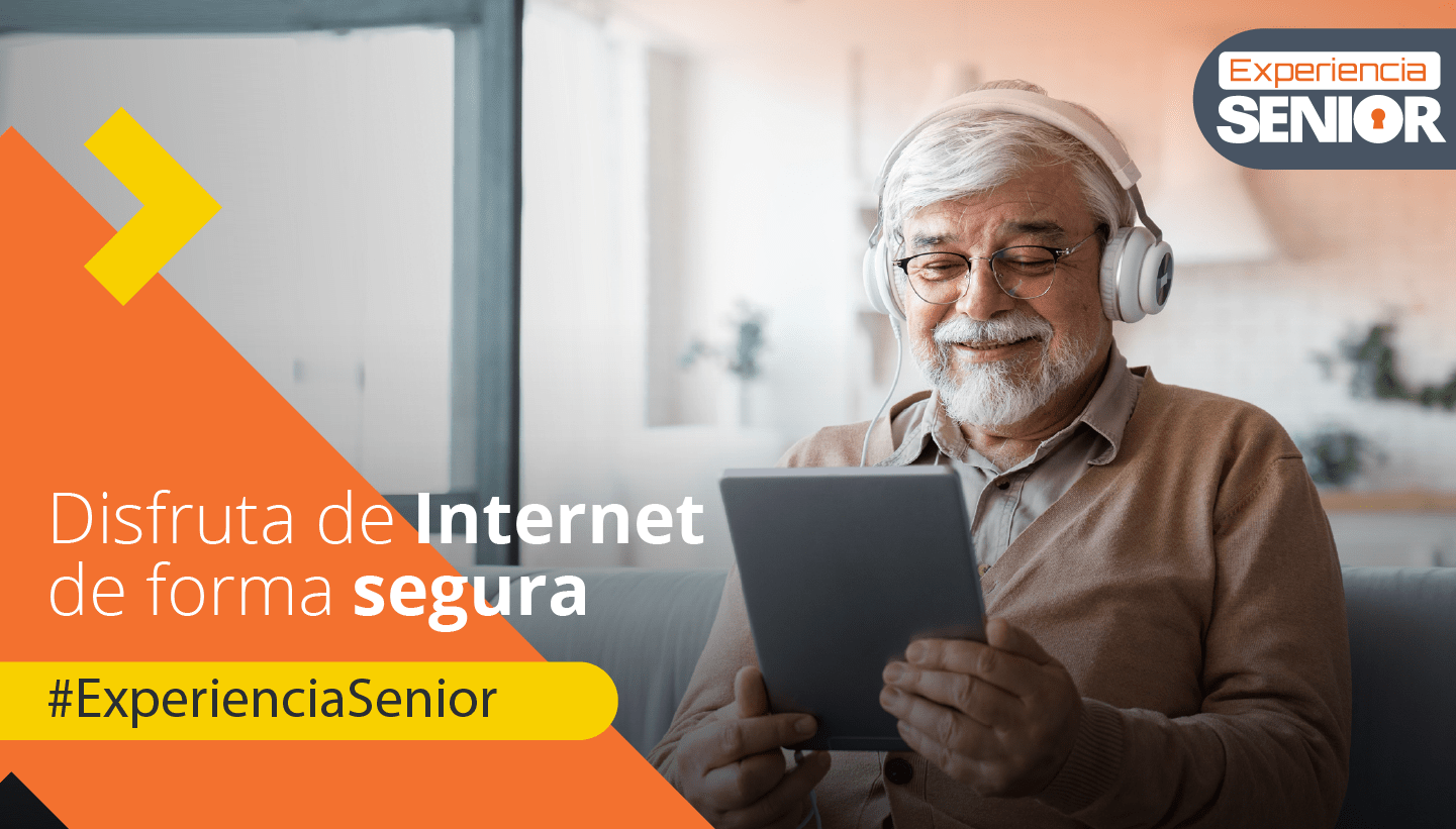 Hombre con auriculares y tablet