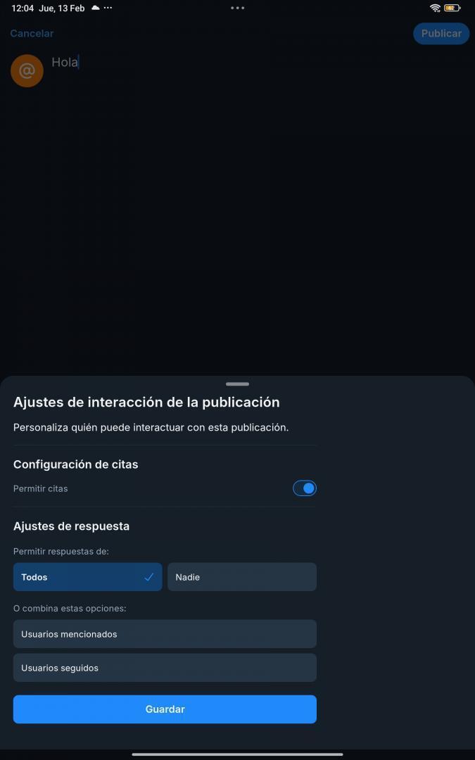 Ajustes de Interacción
