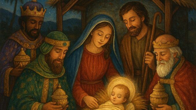 Es Navidad el niño ya nació y los Reyes Magos se dirigen a Belén