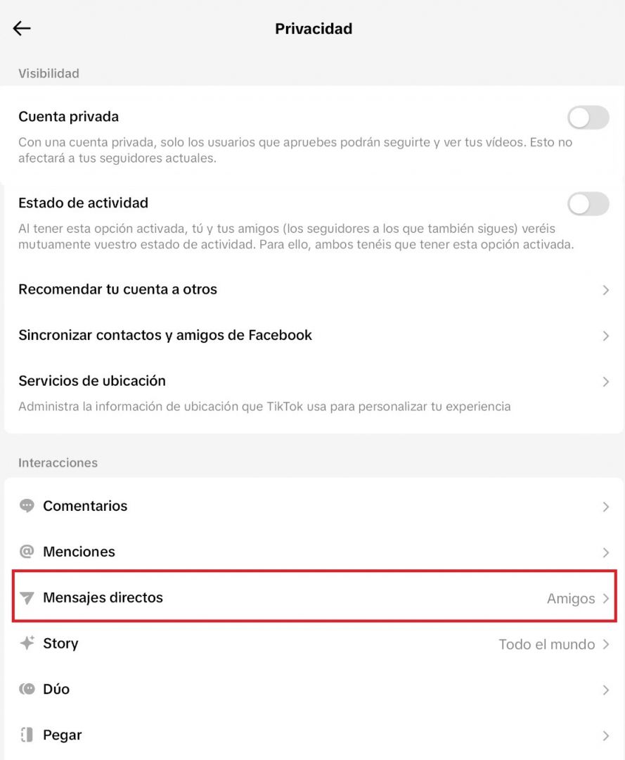 Cuenta privada