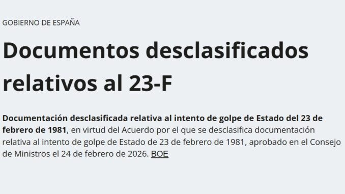 Aqui están los enlaces a los documentos desclasificados del 23 F