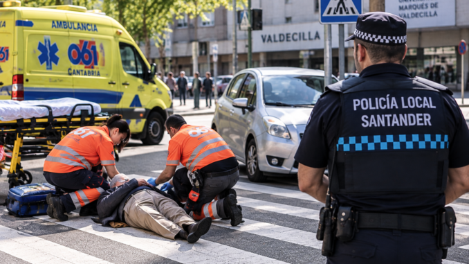 Un hombre de 79 años resulta herido tras ser atropellado en un paso de peatones en Santander